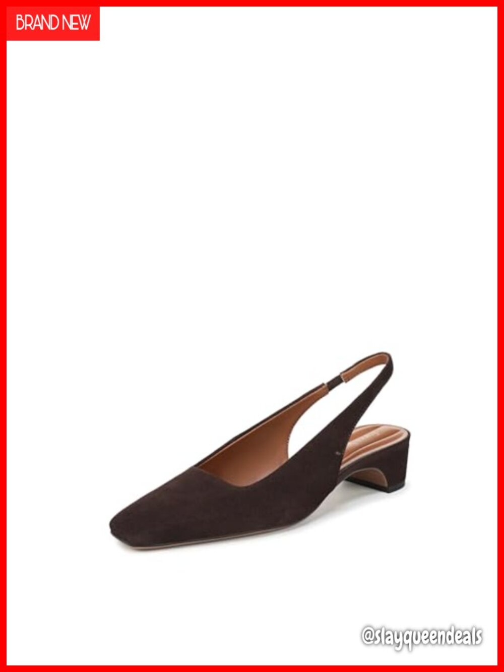 Suede Slingback Pumps Square Toe Block Heel Business Casual